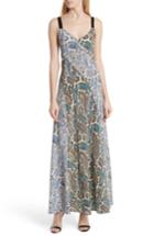 Women's Dvf Paneled Silk Maxi Dress - Blue/green