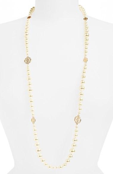 Women's Tory Burch Long Faux Pearl Necklace