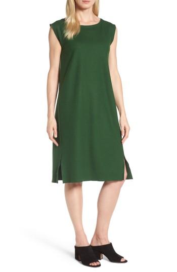 Women's Eileen Fisher Wool Jersey Shift Dress, Size - Green