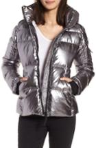 Women's Sam S13/nyc Kylie Metallic Quilted Jacket With Removable Hood - Grey