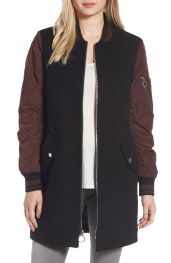 Women's Bcbgeneration Long Varsity Jacket - Burgundy