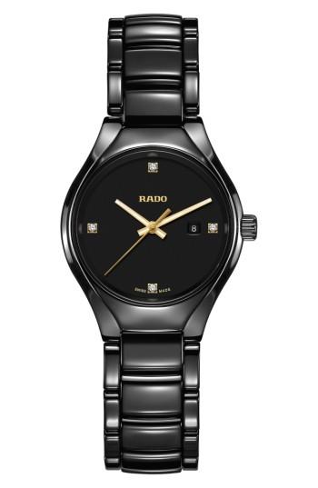 Women's Rado True Diamond Ceramic Bracelet Watch, 30mm