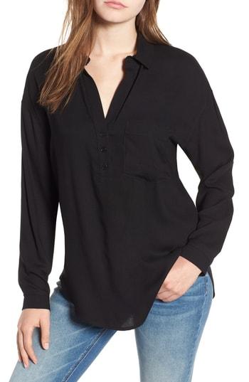 Women's Slouchy Pullover Shirt, Size - Black
