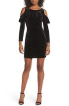 Women's Fraiche By J Cold Shoulder Velvet Sheath Dress - Black