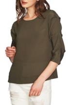 Women's 1.state Ruched Sleeve Blouse, Size - Green
