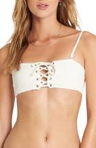 Women's Billabong Sol Searcher Lace-up Bandeau Bikini Top - White