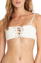 Women's Billabong Sol Searcher Lace-up Bandeau Bikini Top - White