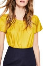 Women's Boden Gathered Neck Silk Blend Top - Yellow