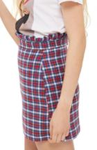 Women's Topshop Check Frill Waist Miniskirt Us (fits Like 0) - Blue