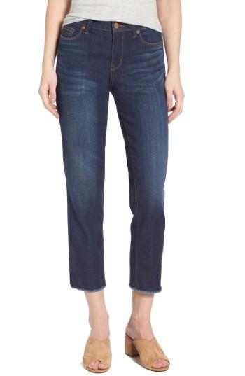 Women's Halogen Frayed Hem Crop Jeans - Blue