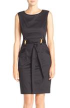 Petite Women's Ellen Tracy Embellished Sateen Sheath Dress