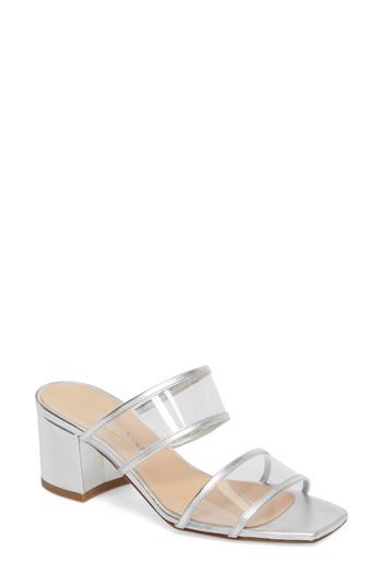 Women's Charles David Cally Transparent Strap Slide Sandal Eu - Metallic