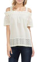 Women's Vince Camuto Cold Shoulder Eyelet Blouse, Size - White