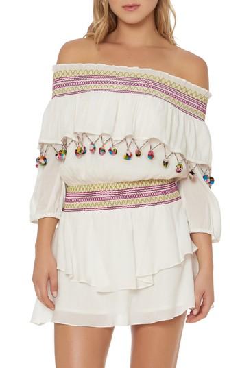 Women's Red Carter Mira Smocked Off The Shoulder Cover-up Dress - White