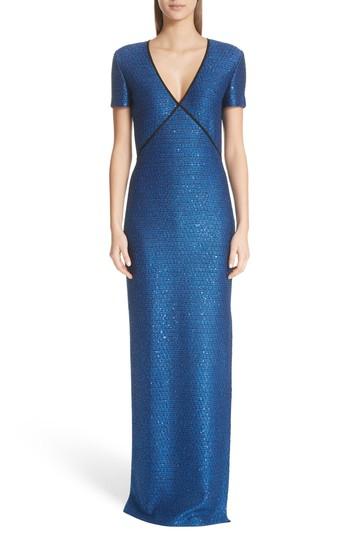 Women's St. John Evening Luster Sequin Gown - Blue
