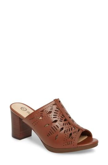Women's Bella Vita Lark Laser Perforated Slide Sandal N - Brown