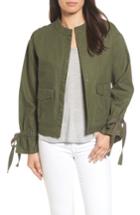 Women's Caslon Tie Sleeve Linen & Cotton Jacket - Green