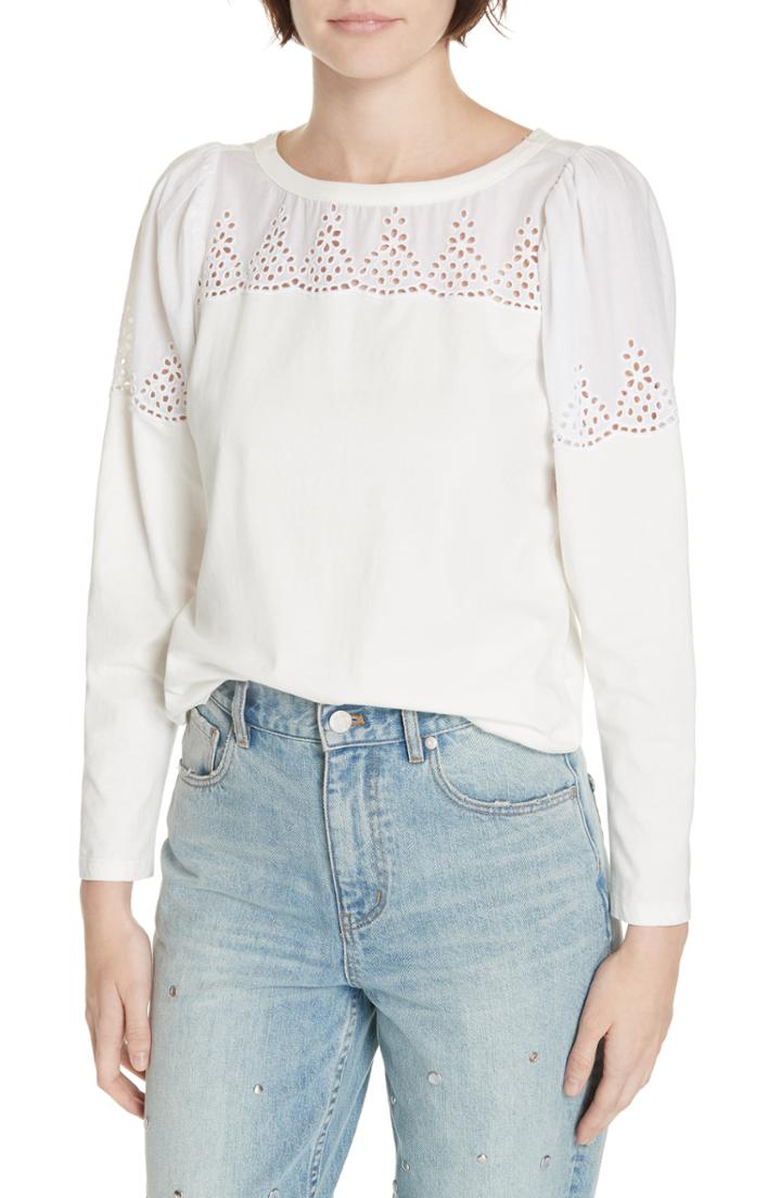 Women's La Vie Rebecca Taylor Embroidered Cotton Top - White