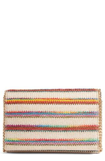 Chelsea28 Stripe Straw Convertible Clutch - Red