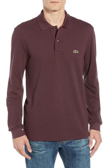 Men's Lacoste Classic Fit Long Sleeve Pique Polo (3xl) - Purple