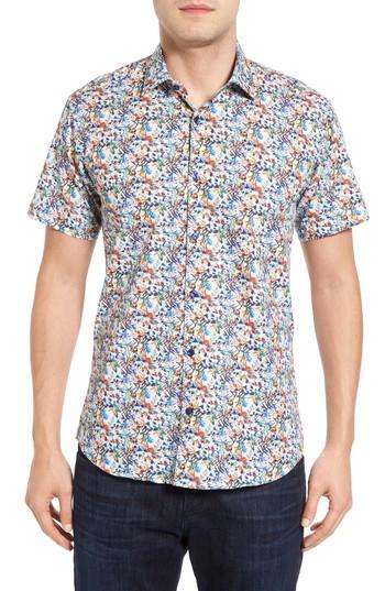 Men's Jared Lang Trim Fit Floral Sport Shirt, Size - White