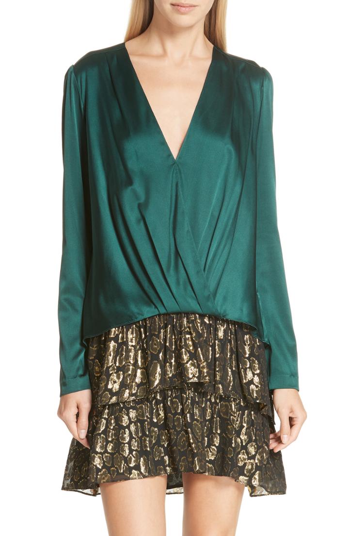 Women's A.l.c. Harmon Stretch Silk Blouse - Green