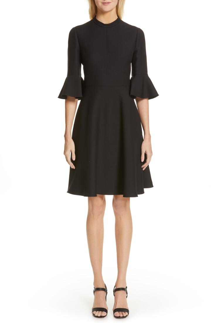 Women's Valentino Ruffle Sleeve Crepe Dress - Black