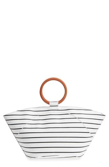 Malibu Skye Wooden Ring Stripe Tote - White