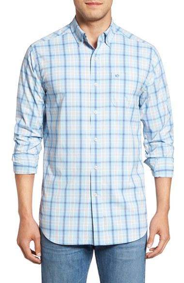 Men's Southern Tide Barrier Reef Classic Fit Plaid Sport Shirt - Blue