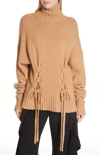 Women's Cinq A Sept Rhea Lace-up Sweater - Brown