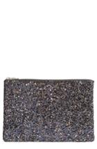 Madewell The Leather Pouch Clutch: Glitter Edition - Black