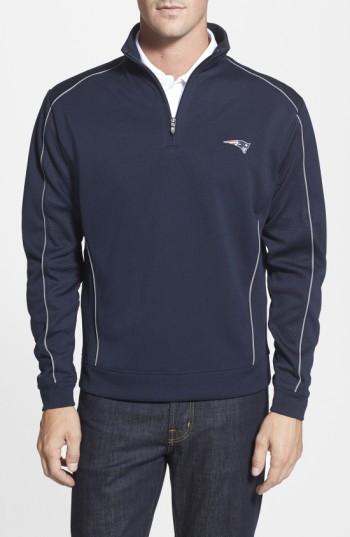 Men's Cutter & Buck New England Patriots - Edge Drytec Moisture Wicking Half Zip Pullover