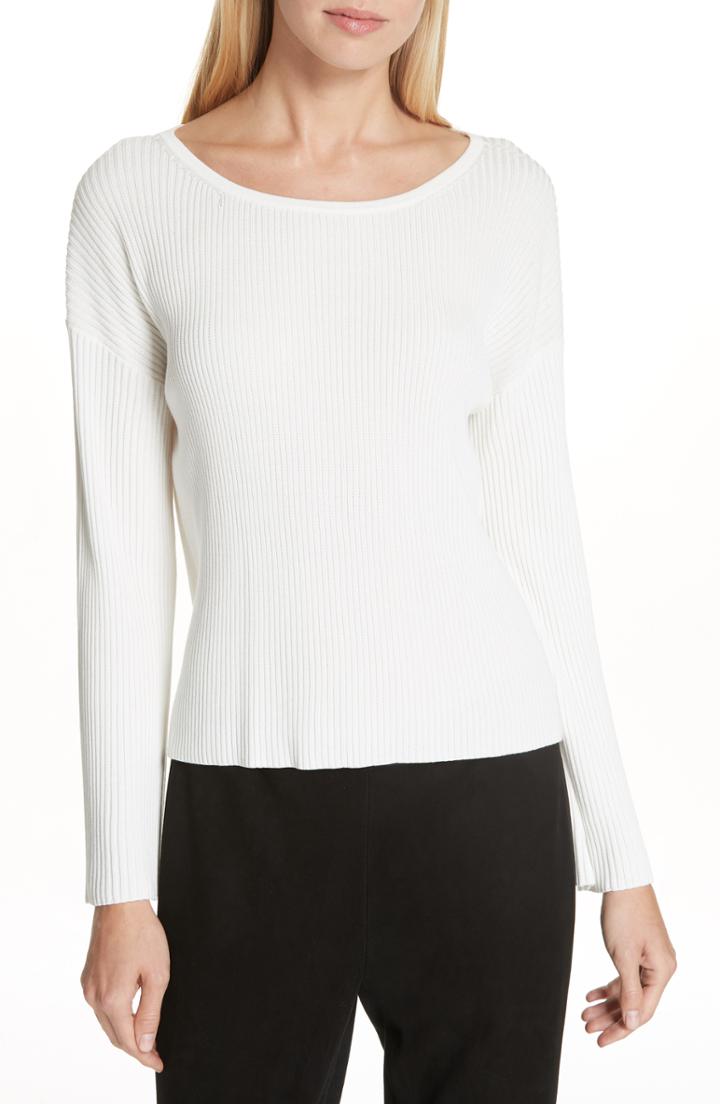 Women's Eileen Fisher Wide Neck Tunic Sweater, Size - White