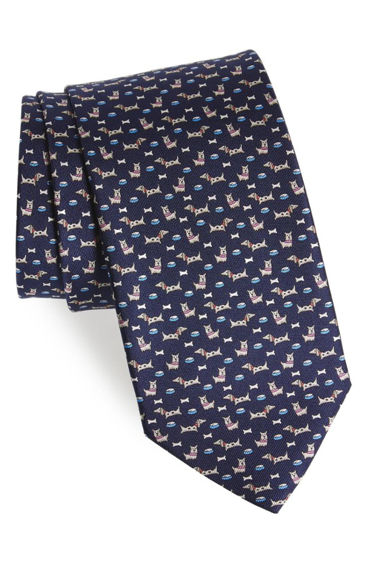 Men's Salvatore Ferragamo Edo Print Silk Tie, Size - Grey