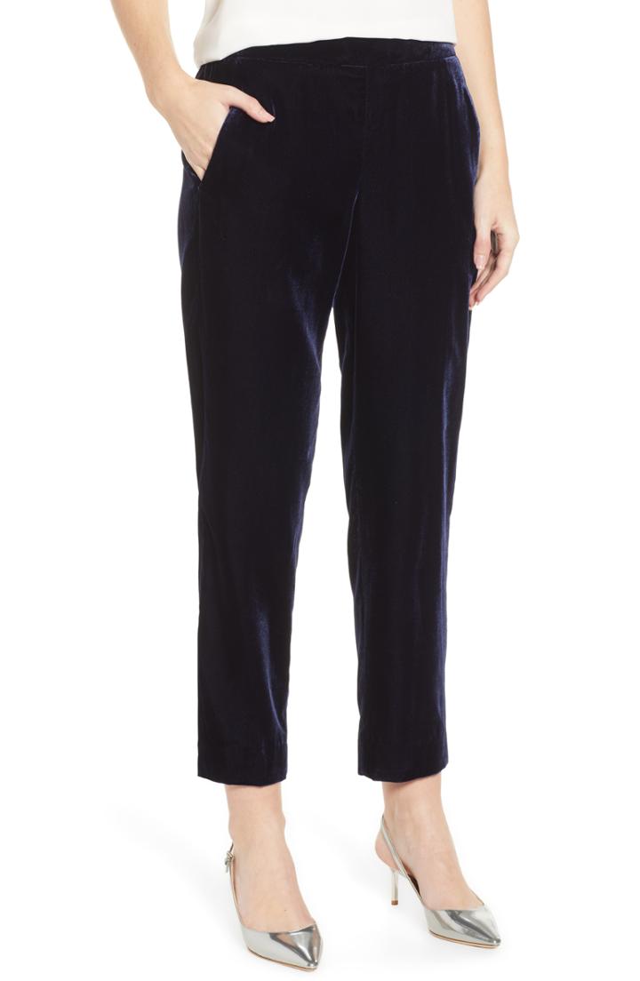 Petite Women's J.crew Velvet Pull-on Easy Pants P - Blue
