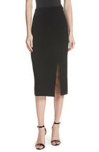 Women's Dvf Side Slit Stretch Knit Pencil Skirt - Black
