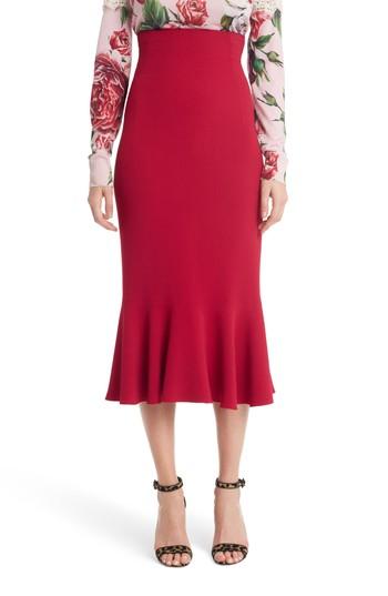Women's Dolce & Gabbana Ruffle Hem Cady Pencil Skirt Us / 40 It - Red