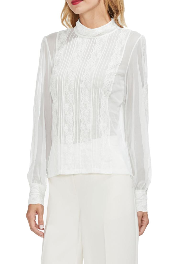 Women's Vince Camuto Lace & Chiffon Top - White
