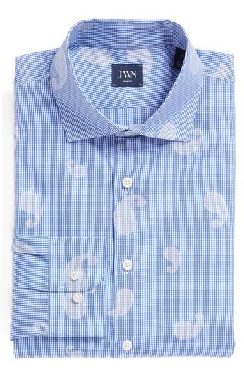 Men's John W. Nordstrom Trim Fit Check & Paisley Dress Shirt .5 - Blue