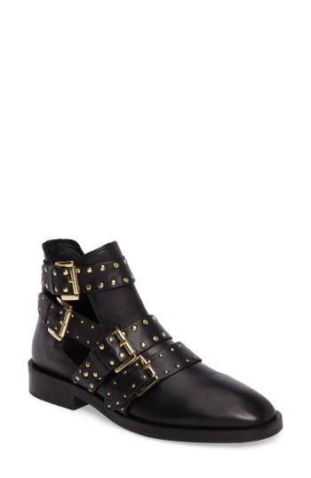 Women's Topshop Ark Studded Buckle Bootie .5us / 38eu - Black
