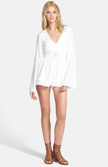 Minkpink 'follow Me To Heaven' Bell Sleeve Crepe Romper White