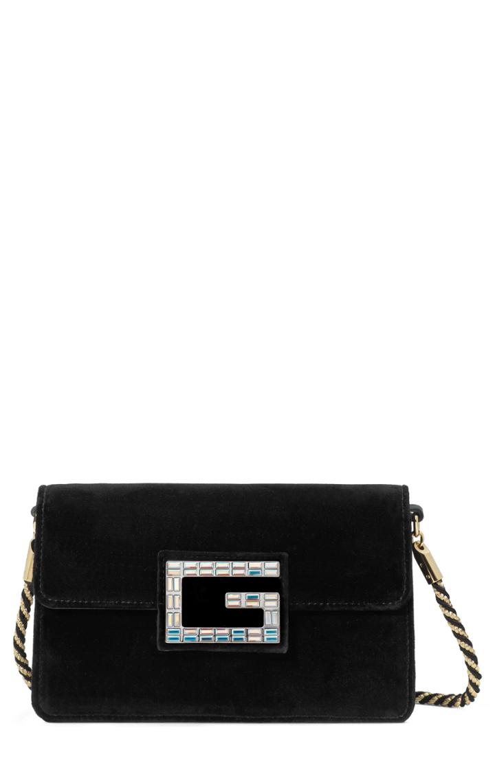 Gucci Small Broadway Velvet Crossbody Bag - Black
