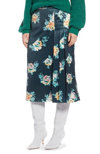 Women's Halogen Pleat Detail Midi Skirt - Green