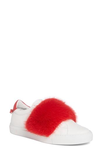 Women's Givenchy Urban Street Slip-on Sneaker With Genuine Mink Fur Trim Us / 36eu - White