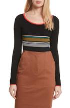 Women's Diane Von Furstenberg Stripe Knit Bodysuit - Black