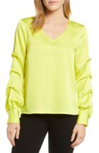 Women's Cece Satin Gathered Sleeve Blouse - Yellow