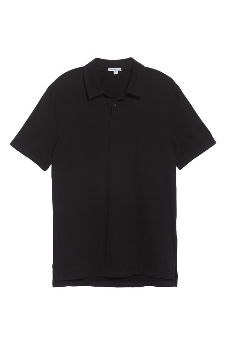 Men's James Perse Slim Fit Sueded Jersey Polo (xxl) - Black