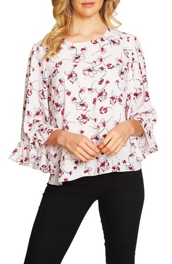 Women's Cece Natasha Floral Ruffle Top, Size - Pink