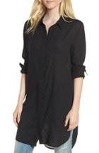 Women's Treasure & Bond Dobby Dot Tunic Shirt - Black