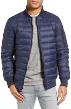 Men's Schott Nyc Reversible Down Bomber Jacket, Size - Blue